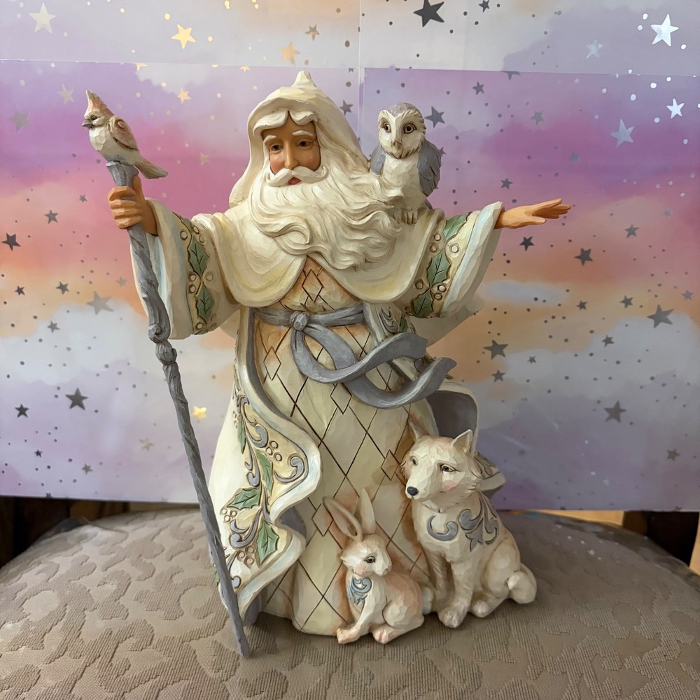 Jim Shore Heartwood Creek One Love For All White Woodland Santa 4053686 Figurine